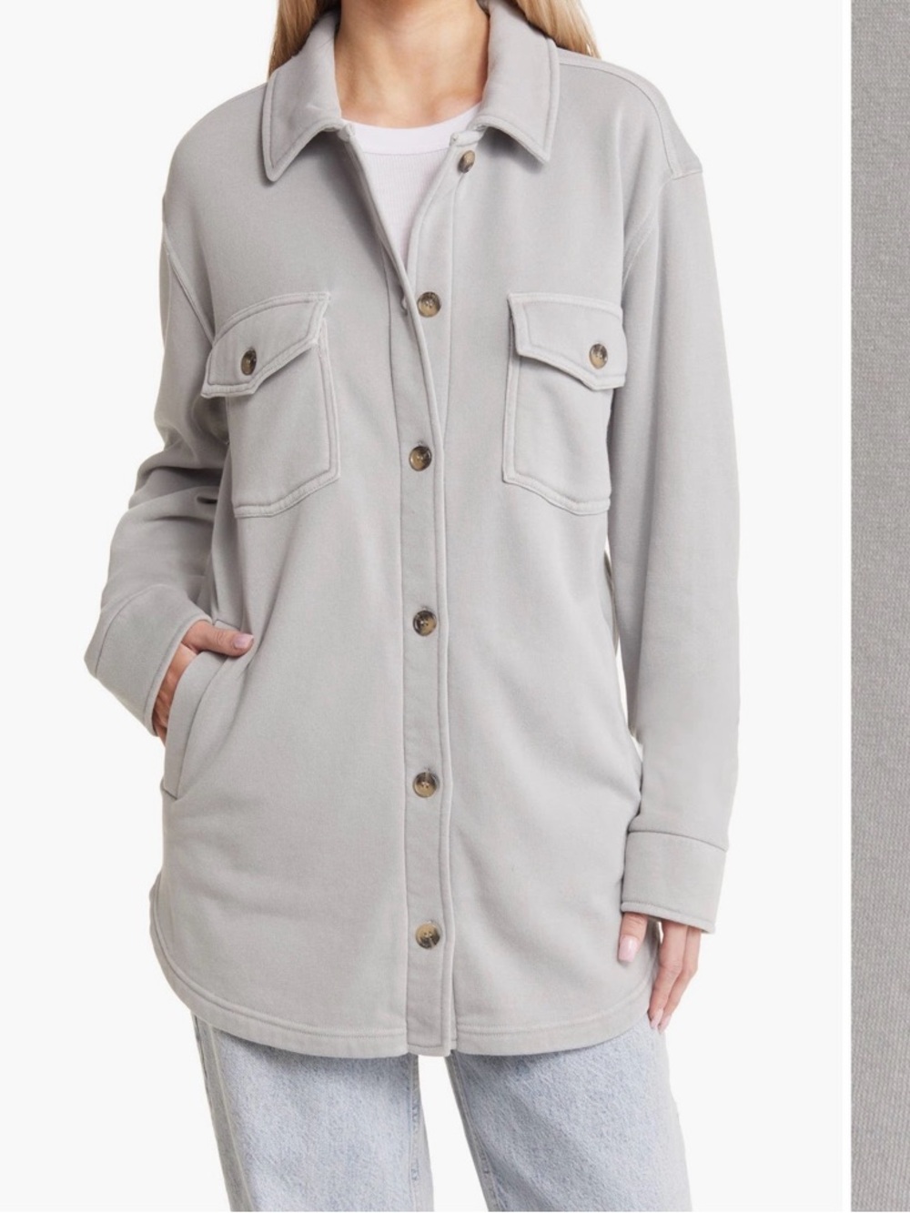 Thread & Supply Stone Gray Long Line Sweater Jacket -Size S